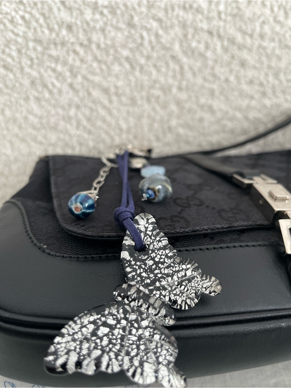 Navy Butterfly Bag Charm Keychain - Picture 3 of 4